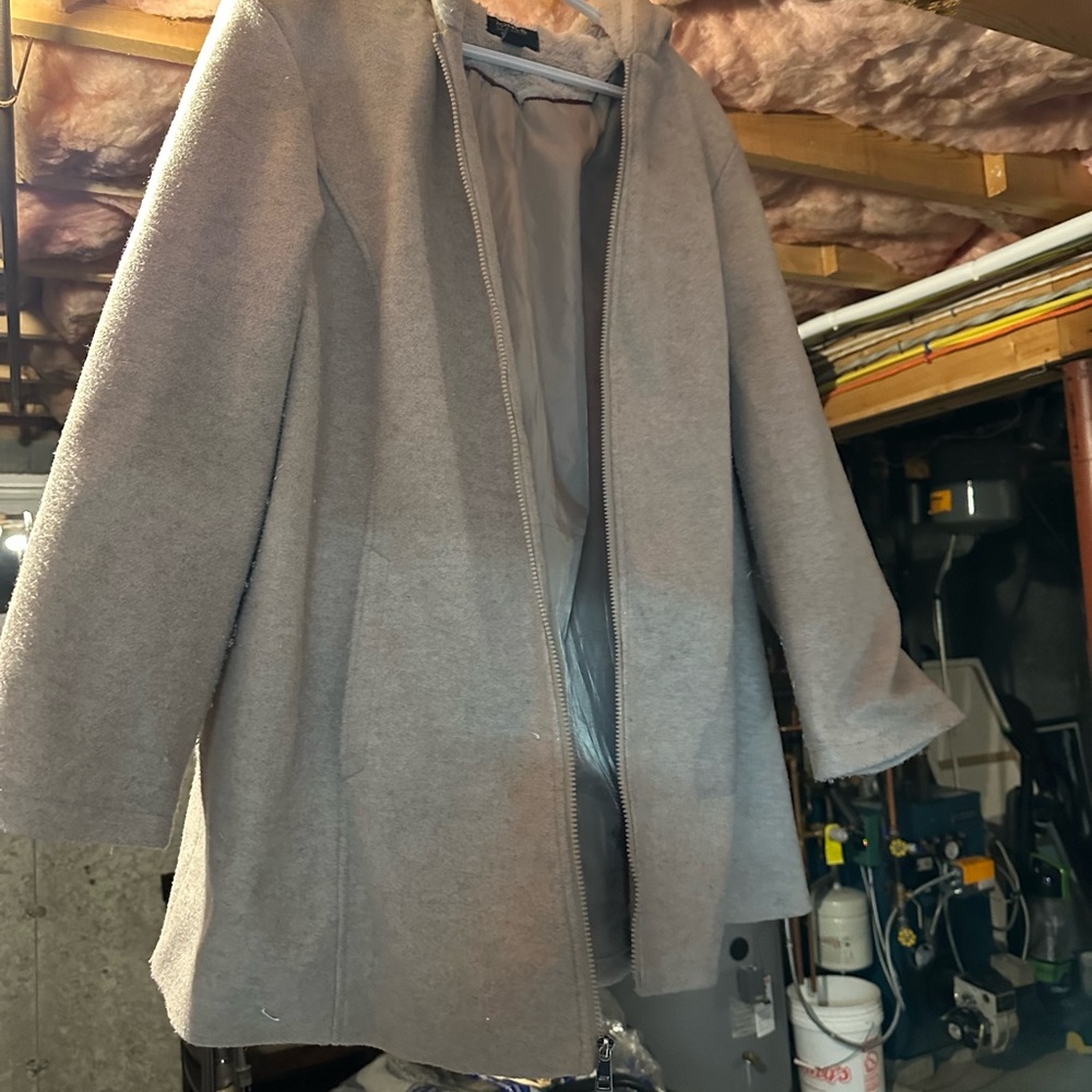 Jones New York Women's Light Gray Pea Coat